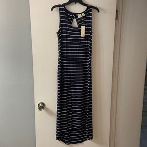 C&C California Navy Striped Maxi Dress
